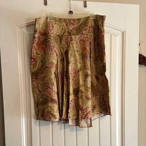 Ralph Lauren A-Line Skirt - Olive and Red Paisley